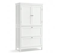Shein Mueble de Baño, Armario de Baño, Armario de Cocina, Armario Almacenaje con 2 Cajones y 2 Puertas, Estante Regulable, 30 x 60 x 110 cm, Blanco/Gris Pal