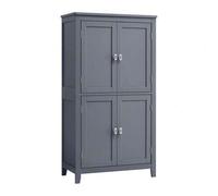 Shein Mueble de Baño, Armario de Baño, Armario de Cocina, Armario Almacenaje con 4 Puertas, Estantes Regulables, 30 x 60 x 110 cm, Gris Pizarra