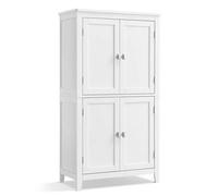 Shein Mueble de Baño, Armario de Baño, Armario de Cocina, Armario Almacenaje con 4 Puertas, Estantes Regulables, 30 x 60 x 110 cm, Blanco