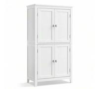 Shein Mueble de Baño, Armario de Baño, Armario de Cocina, Armario Almacenaje con 4 Puertas, Estantes Regulables, 30 x 60 x 110 cm, Blanco