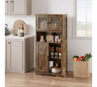 Shein Mueble de baño de 128 cm con 4 puertas, armarios de baño con estante ajustable, mueble de baño con 4 compartimentos, mueble de baño alto para baño, sa