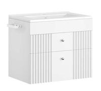 Shein Mueble de Baño Suspendido, con Lavabo Integrado, Armario de Baño con 2 Cajones, Toallero, Gran Capacidad de Almacenento, Moderno, 40 x 60 x 50 cm, Bla