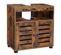 Shein Mueble de Lavabo, Mueble de Baño, Armario de Almacenamiento, 30 x 60 x 64 cm, Apto para Lavabos sin Pedestal, con 2 Puertas de Persiana, Tablero Ajust