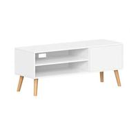 Shein Mueble de TV, Mesa de TV, para televisores de hasta 55 Pulgadas, Largo de 120 cm, Centro de Entretenimiento, de Mediados de Siglo para Salón, Dormitor