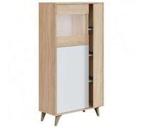 Shein Mueble vitrina Kikua de 3 puertas en roble canadian y blanco artik 142x77x33 cm
