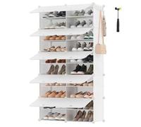 Shein Mueble Zapatero Plástico, 10 Compartimentos, Zapatero Modular, Estantería Modular de Plástico, 30 x 40 x 30 cm Cada Cubo, con Puerta, Marco Acero, Pan