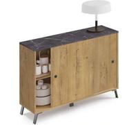 Shein MUEBLES PITARCH Aparador Salón Comedor Buffet Mueble Auxiliar 2 Puertas correderas Roble Gold con Patas Negras 87x120x40cm Despensa Cocina Despacho Re