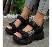 Shein Mujer suave con diseño de parche de letra con hebilla Sandalias deportivas , deportivo exterior de malla Sandalias