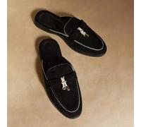 Shein Mules de ante cómodas para mujer, zapatos planos casuales negros adecuados para ir al trabajo, actividades al air y uso diario