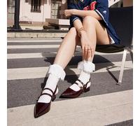 Shein Mules de tacón bajo con punta puntiaguda y tira trasera para mujer, color negro, para MusicFest, Y2KFest, vuelta al colegio, otoño e invierno, regalos