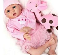 Shein Muñeca bebé realista, muñeca bebé real de vinilo rosa de 20 pulgadas, cuerpo reforzado suave, muñeca con temática de Spade para niños de 3 años en ade