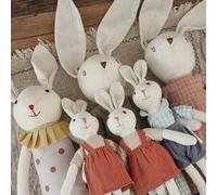 Shein Muñeca de peluche de conejo adorable, muñeca de conejo con estilo navideño, figura de peluche de conejo de cuento de hadas creativa, muñeca compañera