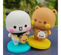 Shein Muñeca de peluche de panda con estilo kawaii Bubu Dudu, figura de anime de dibujos animados, regalo pequeño, miniaturas, juguete de animal, decoración