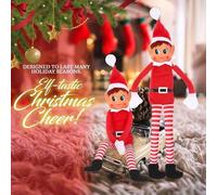 Shein Muñeco navideño en el estante, elfos navideños traviesos, muñeco de niño con sombrero, figura juguetona, cierre de , elfos que se portan mal, familia