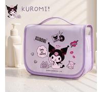 Shein Neceser de viaje Kuromi con licencia de Sanrio: Organizador espacioso, tela impermeable, múltiples compartimentos, diseño colgante, ideal para viajes,