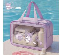 Shein Neceser de viaje transparente morado Kuromi de Sanrio. Neceser impermeable con licencia oficial, cierre de cremallera y asas. Diseño gótico para gimna