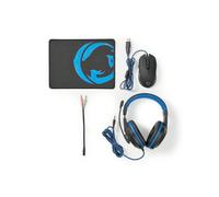 Shein Nedis GCK31100BK Kit Combinado para Juegos Auriculares + Ratón + Alfombrilla de Ratón