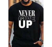 Shein Never give up on creative alphabet print plus-size comfortable summer T-shirts with round necks and short sleeves for everyday wear and sports
