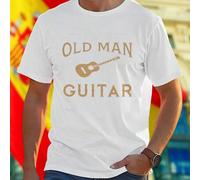 Shein Never Underestimate An Old Man With A Guitar Camiseta Hombre Moda Casual Divertida Estilo Vintage Regalo Original Rock Musica Oferta Especial Descuent