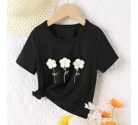 Shein Niñas Camiseta floral con parche