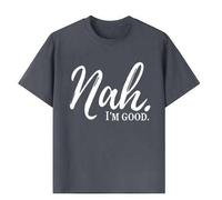 Shein Niño Adolescente - "No... Estoy Bien" Camiseta de Manga Corta con Cuello Redondo y Estampado Divertido Top de Verano