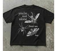 Shein "No estás sola, ¡hay bichos!" Camiseta de manga corta y cuello redondo con estampado para mujeres que aman los insectos. Casual de verano en color neg