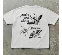 Shein "No estás sola, ¡hay bichos!" Una camiseta de manga corta y cuello redondo con estampado para mujeres que aman los insectos, perfecta para uso diario