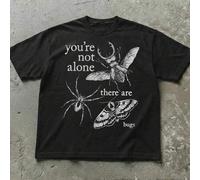 Shein No estás solo, ¡hay bichos! Camiseta de manga corta con cuello redondo y estampado divertido de amante de los insectos para mujer, adecuada para uso d