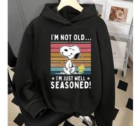 Shein No soy viejo, soy Snoopy con un patrón de dibujos animados juvenil para verme talla grande joven. Sudadera holgada para un uso diario súper energético