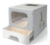 Shein Nobleza - Arenero para Gatos, Caja Arena con Bandeja Extraíble y Pala, Espacioso para Gatos Grandes, 48.5 x 38.5 x 38.2 cm