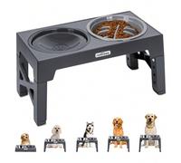 Shein Nobleza Comedero Perro Elevado de 5 Alturas Ajustables, 1 x 800ml Comedero Bebedero Antigoteo, 1 x 1100ml Comedero Bebedero de Acero y 1 x 800ml Comed