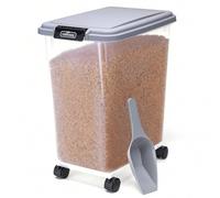 Shein Nobleza - Contenedor de Comida para Mascotas 20L/30L/40L, Mascotas Caja de Alimentos con Ruedas Contenedor, Tapa abatible, hermética, Transparente, Ru