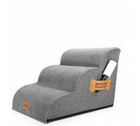 Shein Nobleza - Escalera para Perros, Escaleras Rampa para Perros Mascotas de Espuma de 3 Escalones con Rodillo para Pelusa, Escalera para Cama de Perros Pe