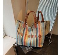 Shein Nueva bolsa de playa de gran capacidad con decoración de letras, tejida de paja, multifuncional para ir y venir, casual, de vacaciones, bolso de mano
