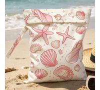 Shein Nueva bolsa de playa de verano con patrón de estrella de mar con separación de seco y húmedo | Bolsa de aseo | Bolsa de maquillaje | Bolsa de almacena