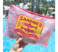 Shein Nueva Bolsa de Playa Retro de PVC Impermeable con Estampado de Letras Coloridas, Tamaño A4, Bolsa Cosmética/Bolsa Médica Transparente, Cremallera de N