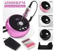 Shein Nueva lima de uñas profesional de 45000RPM, adecuada para uñas acrílicas y de gel, kit de lima de uñas eléctrica, súper silenciosa, nuevo juego de pul