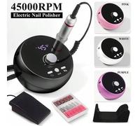 Shein Nueva lima de uñas profesional de 45000RPM, adecuada para uñas acrílicas y de gel, set de lima eléctrica, súper silenciosa, nuevo juego de pulido y li