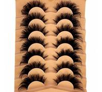 Shein Nueva llegada 7 pares de pestañas postizas naturales 3D de ojo de gato + Máscara de pestañas 5D Wispy Cross Manga, extensión de pestañas natural y sua