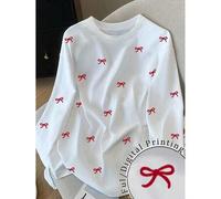 Shein Nueva llegada Camiseta suelta con estampado de lazo