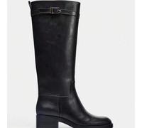 Shein Nuevas botas de tobillo con tacón grueso y punta redonda, botas de montar con hebilla al estilo británico, botas largas planas que no llegan a la rodi