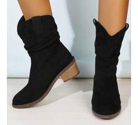 Shein Nuevas botas hasta el tobillo de mujer elegantes de unicolor con pliegues en el borde, apropiadas para ir al trabajo, la oficina, en cualquier tempora