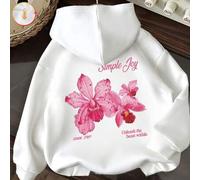 Shein Nuevas en ropa infantil: ropa de invierno para niña con estampado floral "Chasing the Light", un diseño sencillo y alegre. Esta sudadera con capucha