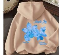 Shein Nuevas en ropa infantil: ropa de invierno para niños, estampado floral Chasing the Light, diseño simple y alegre, sudadera con capucha para niños, es