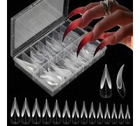 Shein Nuevas Formas de Uñas Garra de Dragón 140 piezas 14 Tamaños Puntas de Extensión de Cristal para Uñas de Gel Rápidas Kit de Arte de Uñas sin Papel con