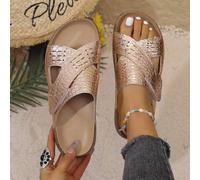 Shein Nuevas sandalias de estilo deslizante ortopédicas de playa y vacaciones para mujeres, zapatillas deportivas livianas con esteras de yoga y cojín grues