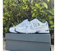 Shein Nuevas zapatillas casuales S-Balance MR530SG de malla y cuero sintético estilo retro clásico, blanco y plateado, unisex