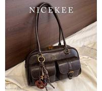 Shein Nuevo bolso almohada con múltiples bolsillos y colgante de nudo de pan, bolso de axila colorido y de moda, estética Y2K