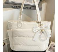 Shein Nuevo bolso de mano clásico y multifuncional de moda para mujer en blanco puro, de alto valor estético, diseño minimalista, decorado con un colgante d