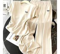 Shein Nuevo conjunto de 2 piezas con estampado de lazos, casual y versátil, para mujer, primavera/verano